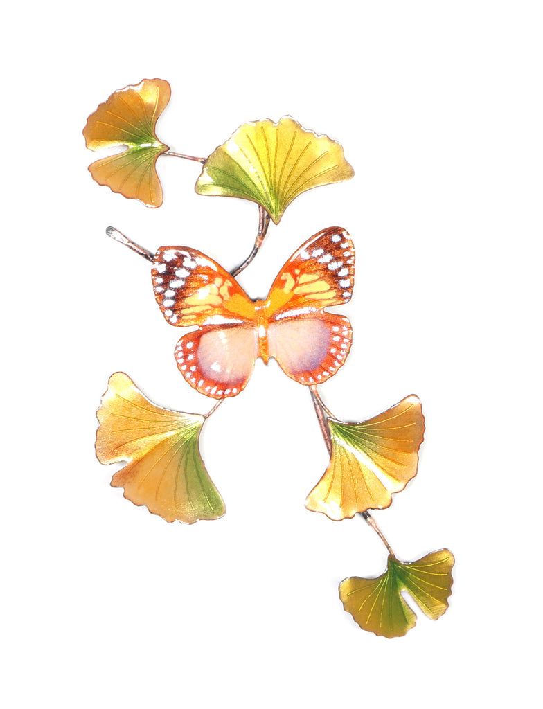 Forest Queen Butterfly on Ginkgo Branch Wall Art by Bovano Cheshire