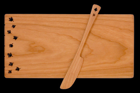 Cheese Board with Spreader with Leaf Design