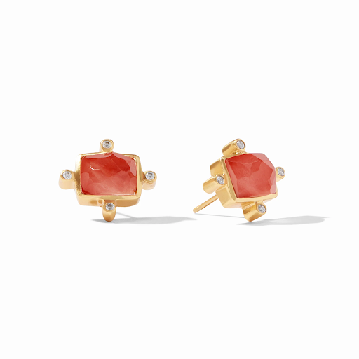 Clara Gold Iridescent Coral Stud Earrings by Julie Vos