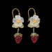 Strawberry Flower Drop Wire Earrings by Michael Michaud