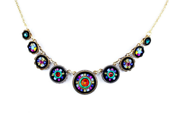 Multi Color Gold La Dolce Vita Circles Necklace by Firefly Jewelry