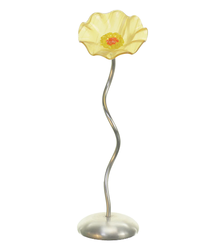 Butterscotch Silver Base Single Handblown Glass Flower