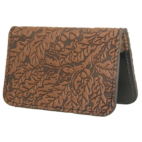 Leather Card Holder - Oak Leaves in Saddle