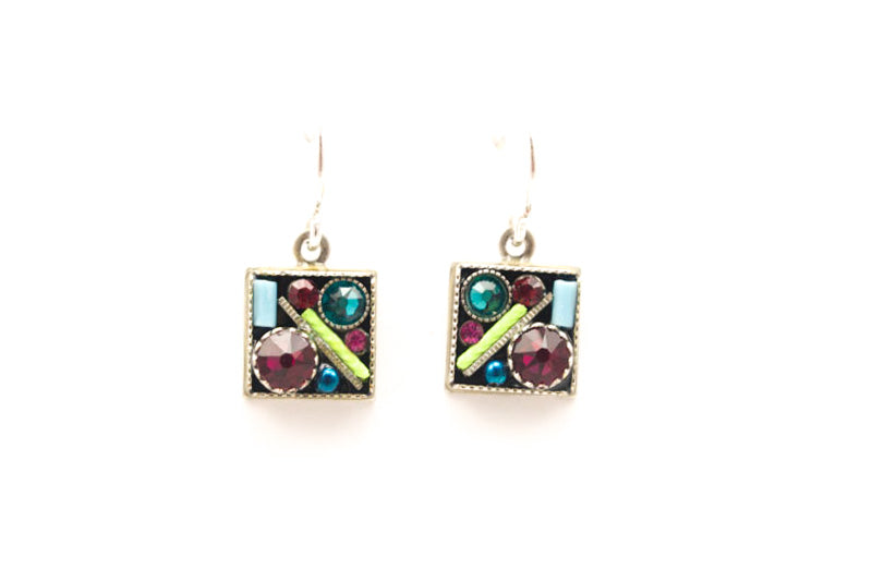 Fuschia Square Earrings by Firefly Jewelry