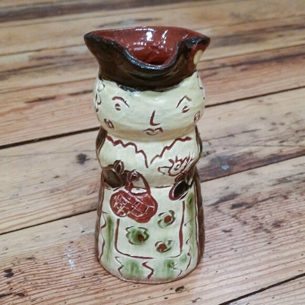 Redware Mini Martha Pitcher with Flowers and Bird