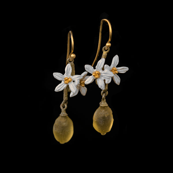 Lemon Drop Dangle Flower Wire Earrings By Michael Michaud
