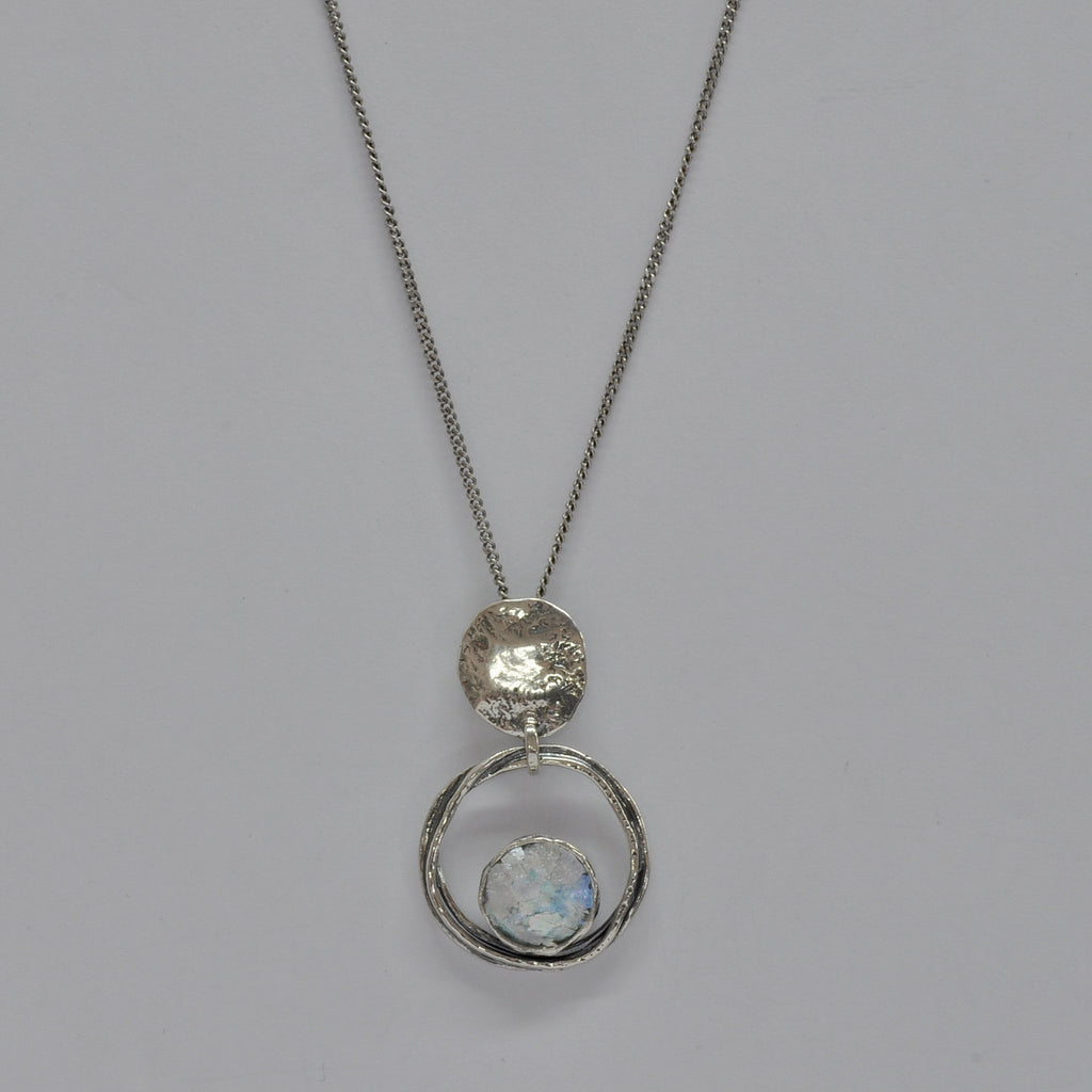 Double Circle Drop Roman Glass Necklace