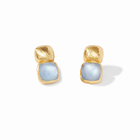 Catalina Earring Gold Iridescent Chalcedony Blue by Julie Vos