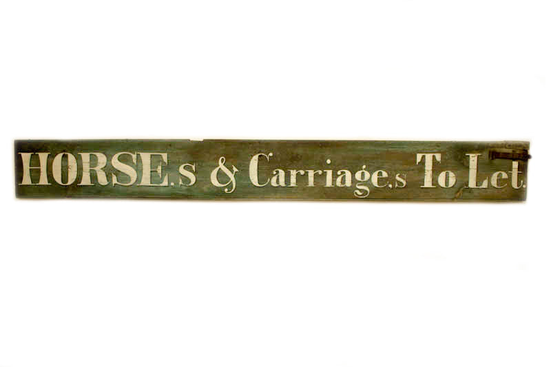 Horses & Carriages to Let, White Letters Americana Art