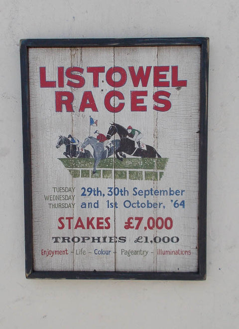 Vintage Style Listowel Races Wood Sign