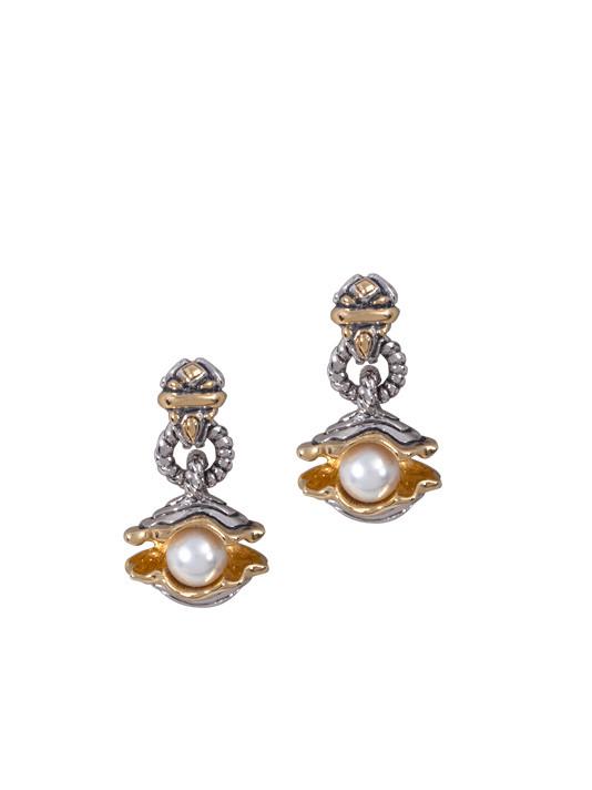 Ocean Images Collection Pearl in Shell Drop Post Earrings by John Medeiros