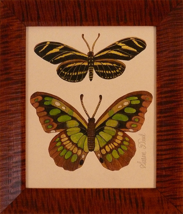 Two Butterflies, Green, Yellow and Brown by Susan Daul