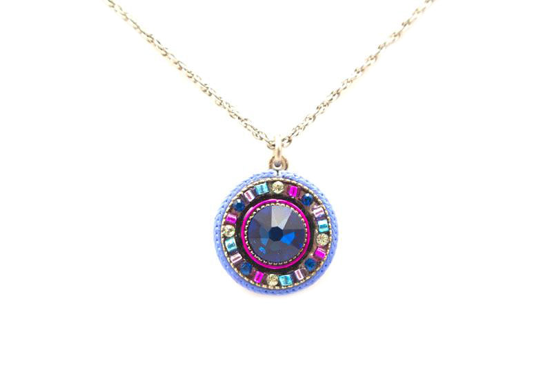 Bermuda Blue La Dolce Vita Round Pendant Necklace by Firefly Jewelry