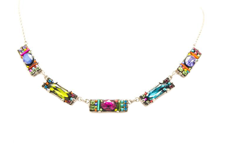 Multi Color Dainty Bar Necklace by Firefly Jewelry