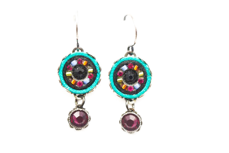 Multi Color Jet La Dolce Vita Small Round Earrings by Firefly Jewelry