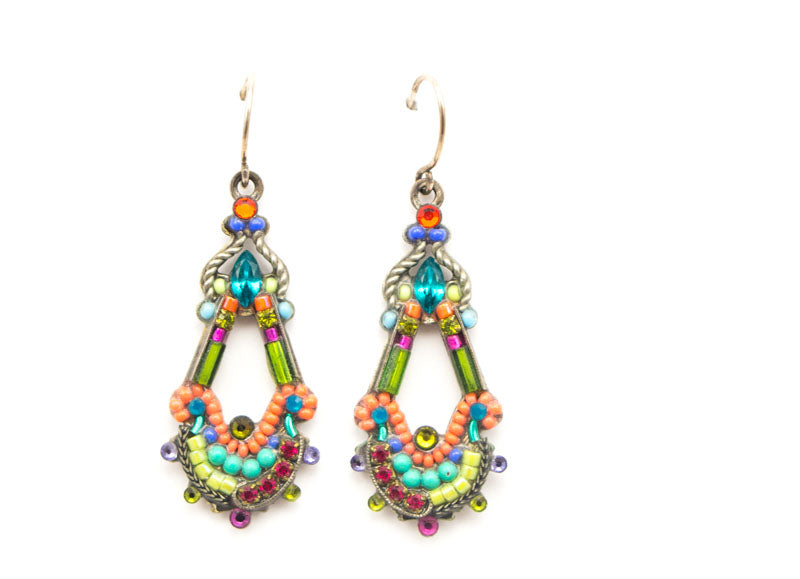 Multi Color Elaborate Mosaic Earrings by Firefly Jewelry