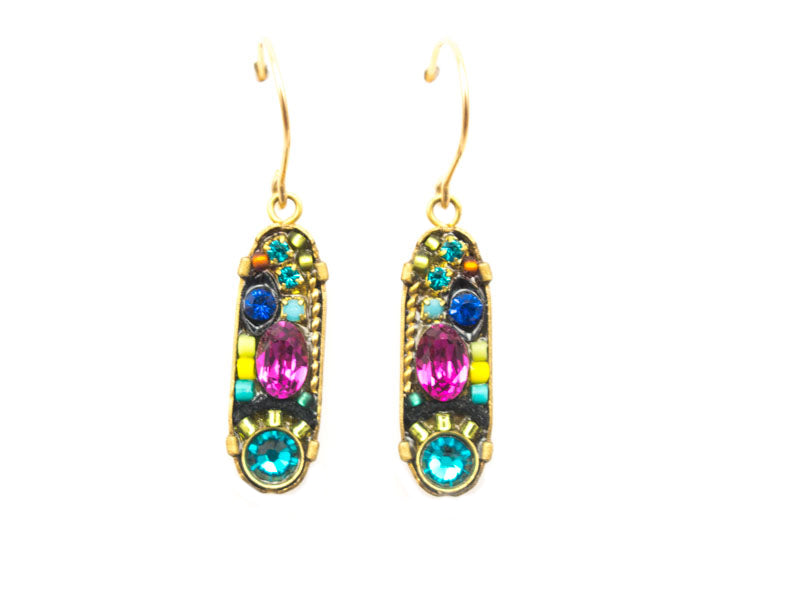 Multi Color Gold La Dolce Vita Oval Mosaic Earrings by Firefly Jewelry