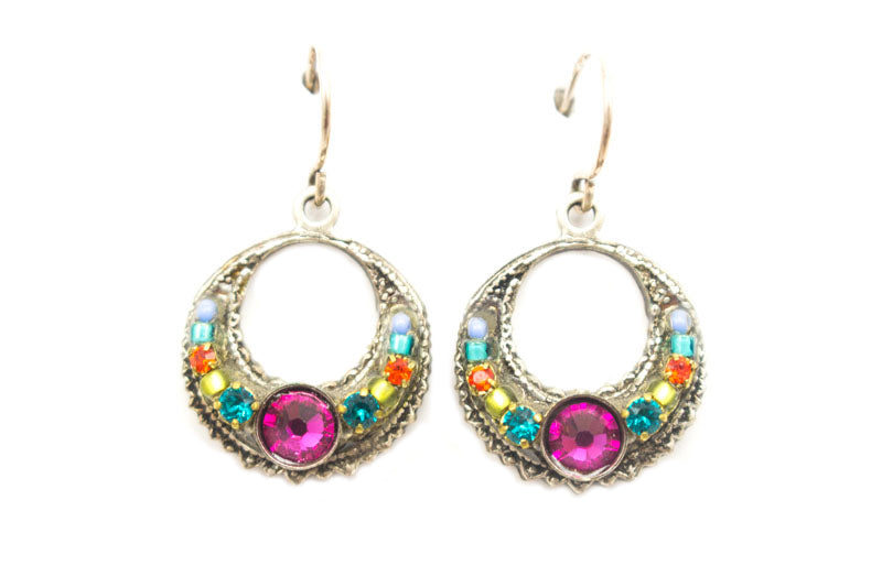 Multi Color Crystal Hoop Earrings by Firefly Jewelry