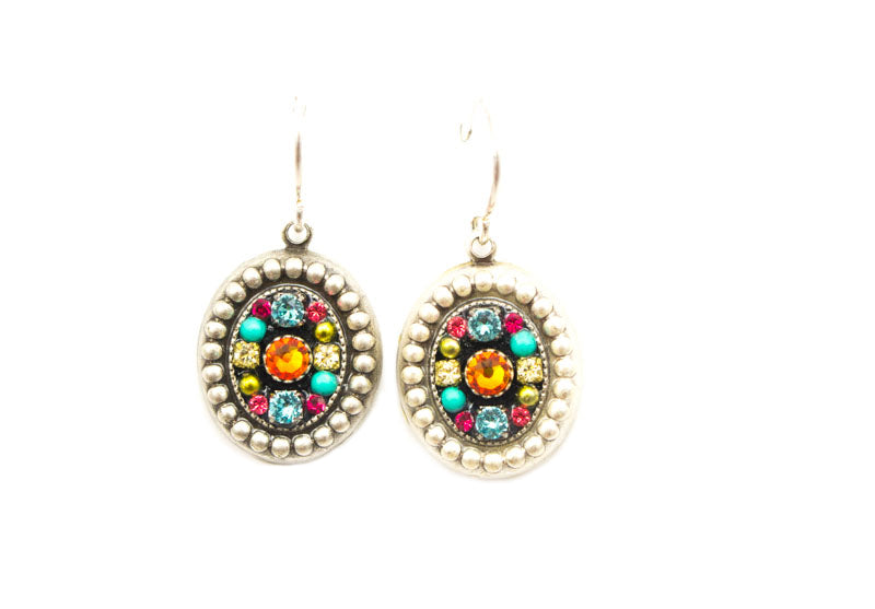 Multi Color Jeweled Oval Earrings by Firefly Jewelry
