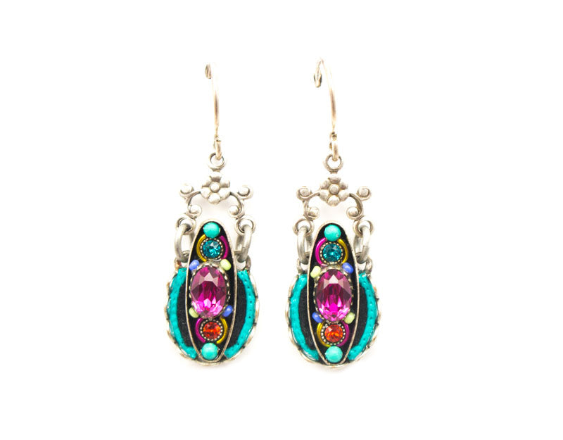 Multi Color Oval Drop Earrings by Firefly Jewelry