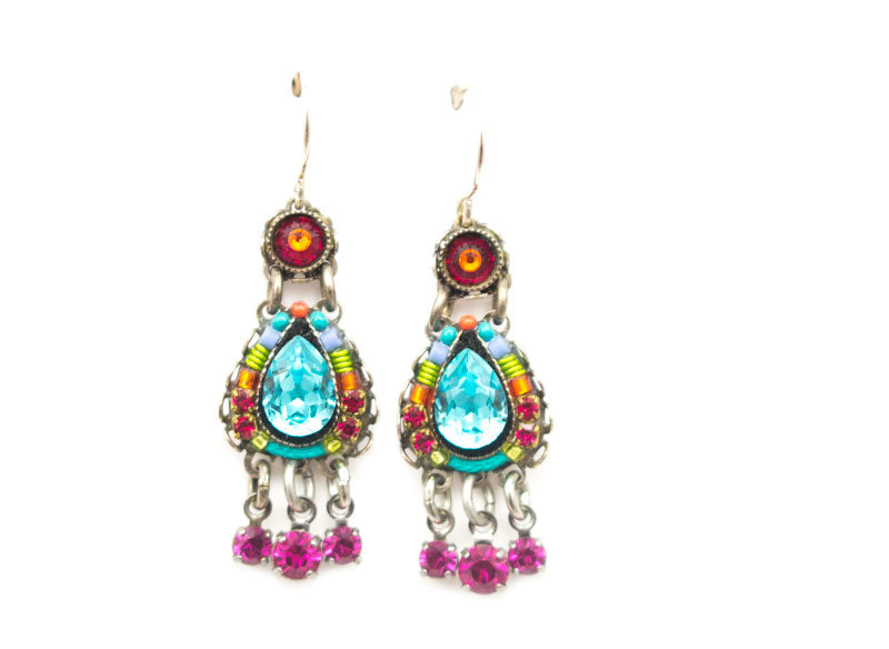 Multi Color Fancy Stone Earrings by Firefly Jewelry