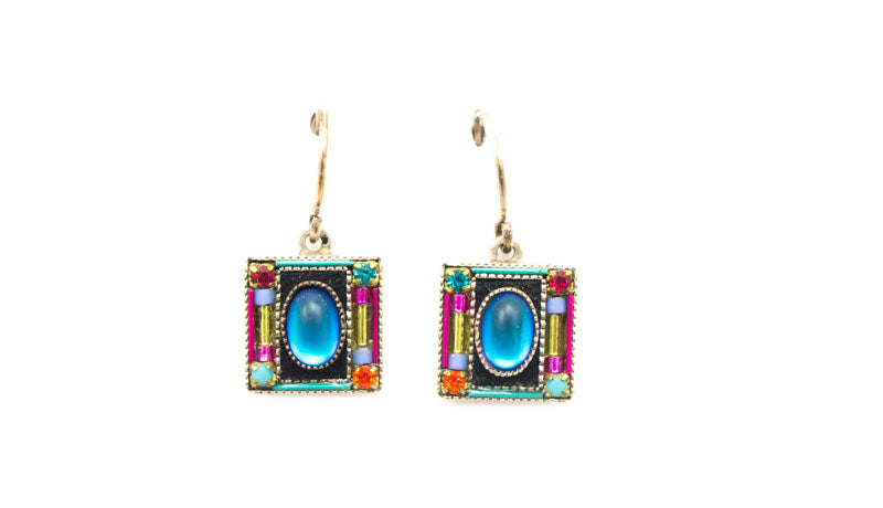 Multi Color Square Earrings by Firefly Jewelry