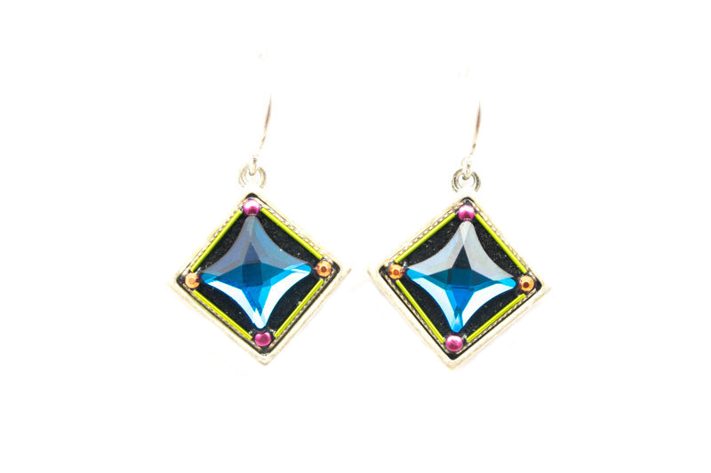 Multi Color Geometric Diamond Earrings by Firefly Jewelry