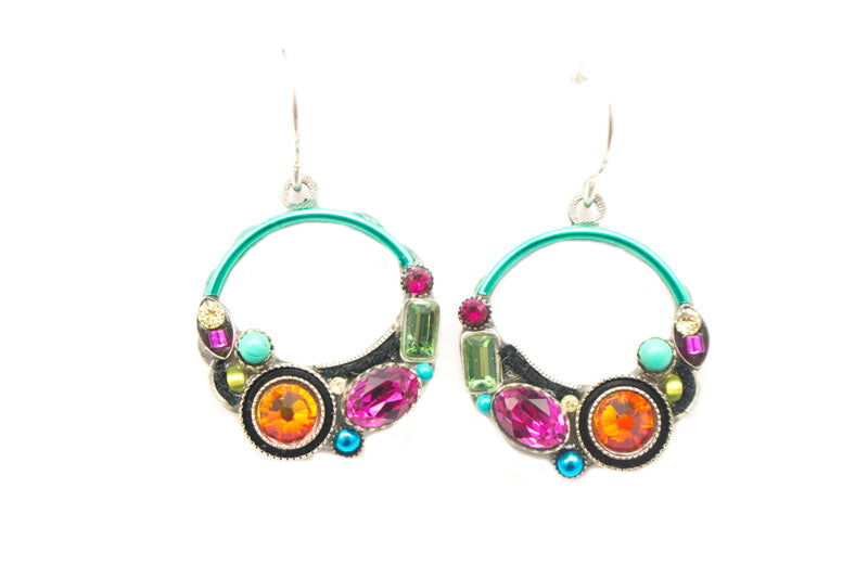 Multi Color Elaborate Hoop Earrings by Firefly Jewelry
