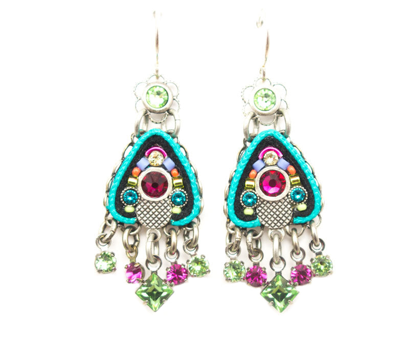 Multi Color Drop Shield Earrings by Firefly Jewelry