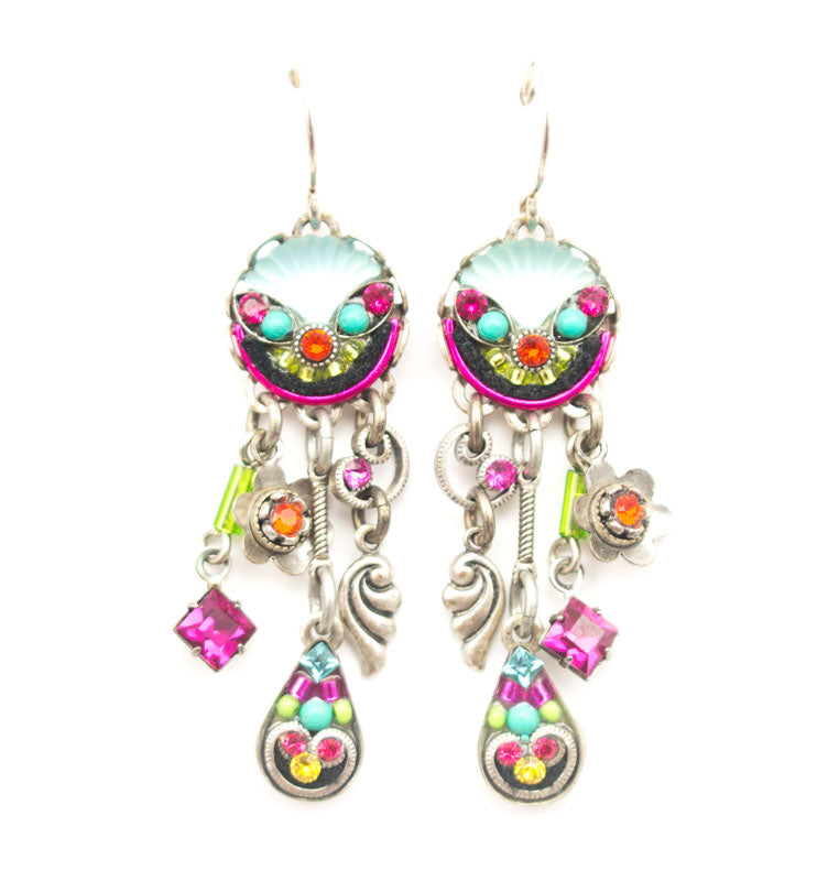 Multi Color Round Cascade Earrings by Firefly Jewelry