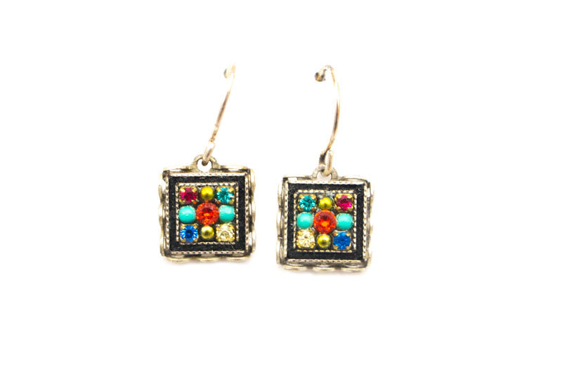 Multi Color Square Earrings by Firefly Jewelry