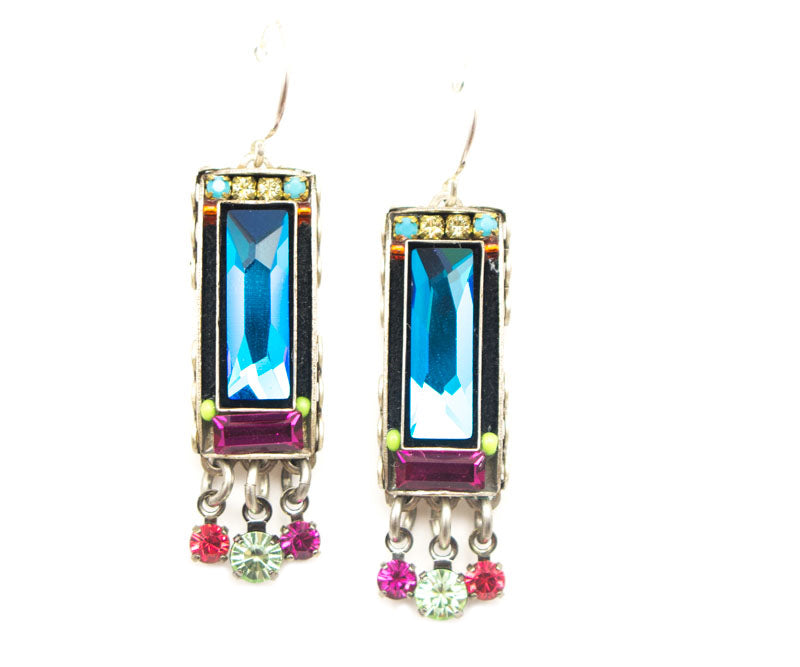 Multi Color Fancy Baguette Earrings by Firefly Jewelry