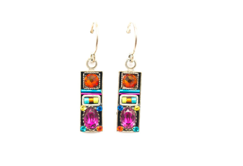 Multi Color Small Rectangle Earrings by Firefly Jewelry