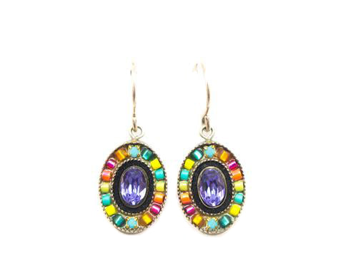 Multi Color Mosaic Crystal Earrings by Firefly Jewelry