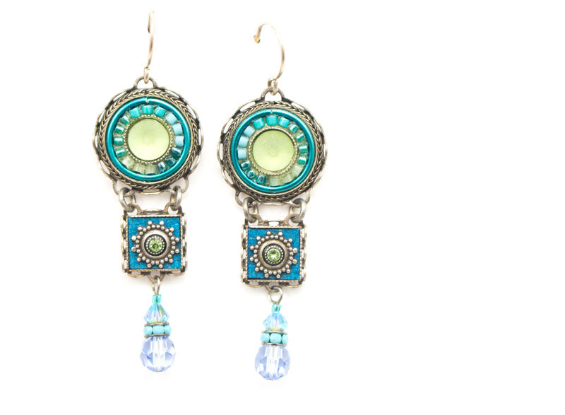 Light Blue La Dolce Vita 3-Tier Earrings by Firefly Jewelry