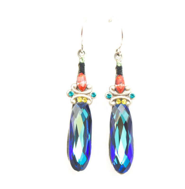 Indicolite Large Crystal Drop Earrings by Firefly Jewelry