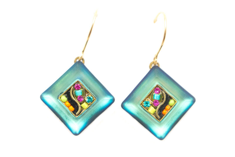 Multi Color Gold La Dolce Vita Crystal Diagonal Earrings by Firefly Jewelry