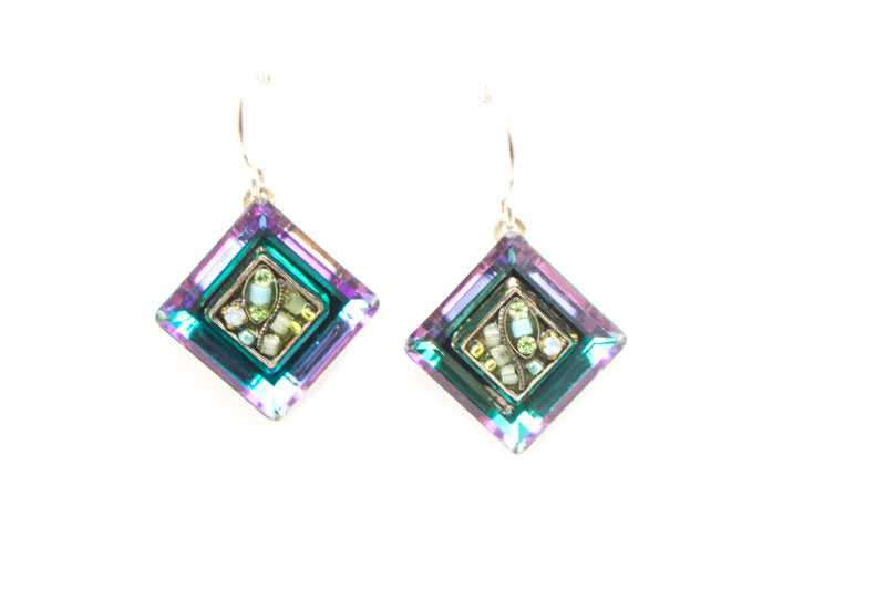 Light Blue La Dolce Vita Crystal Diagonal Earrings by Firefly Jewelry