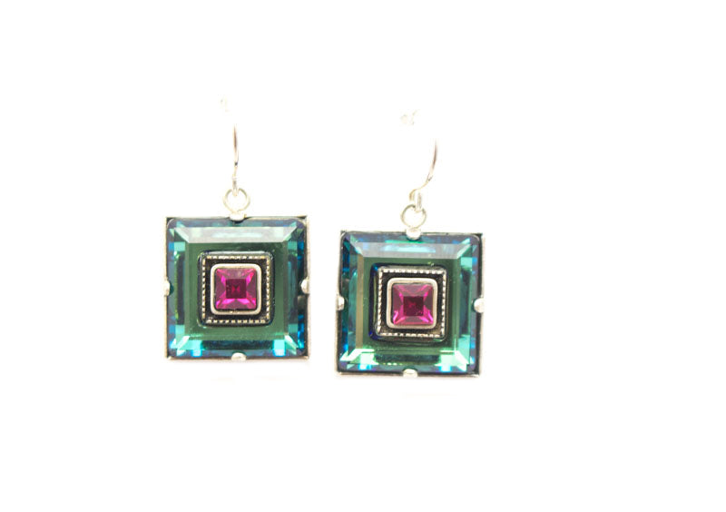 Multi Color Architect Square Earrings by Firefly Jewelry