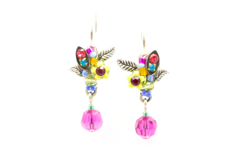 Multi Color Petite Flower Leverback Earrings by Firefly Jewelry