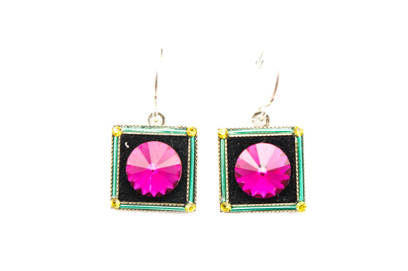 Multi Color Square Moon Earrings by Firefly Jewelry