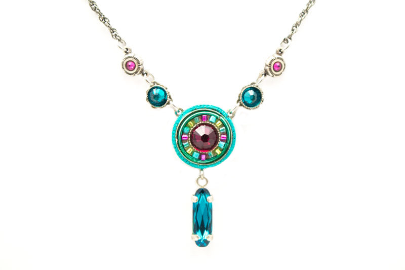 Indicolite La Dolce Vita Circle with Y Drop Necklace by Firefly Jewelry