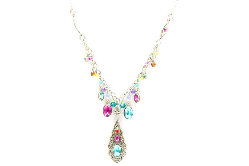 Multi Color Arabesque Fringe Necklace by Firefly Jewelry
