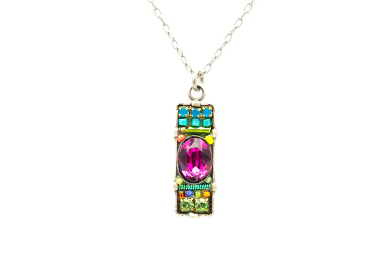 Multi Color Dainty Bar Pendant Necklace by Firefly Jewelry