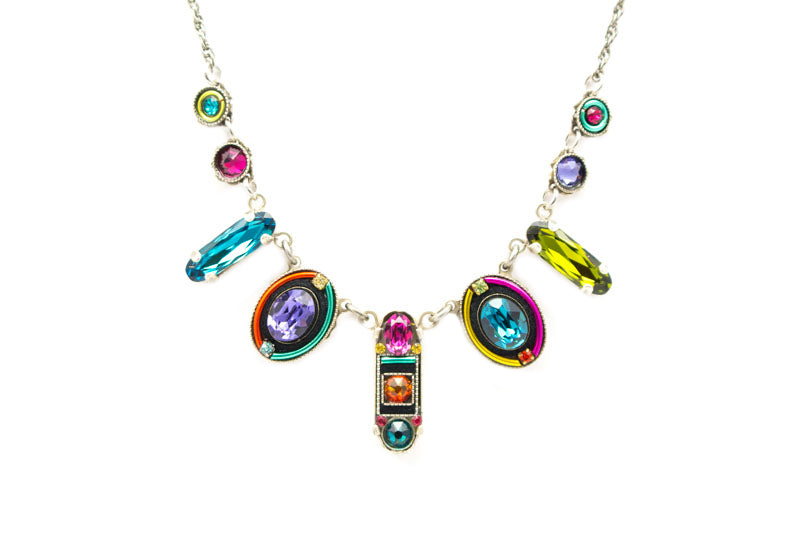 Multi Color La Dolce Vita Oval Necklace by Firefly Jewelry