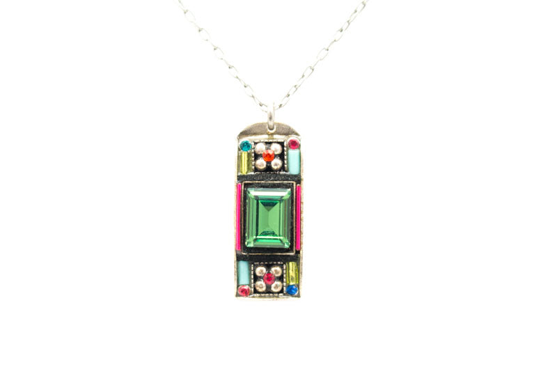 Multi Color Baguette Pendant Necklace by Firefly Jewelry