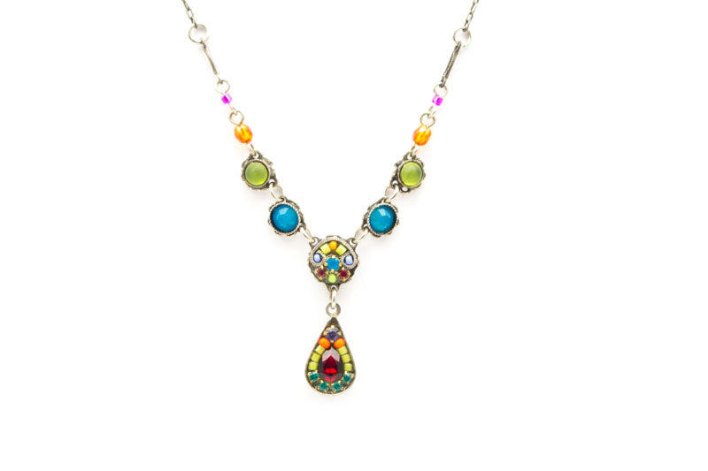 Multi Color Mosaic Drop Pendant by Firefly Jewelry