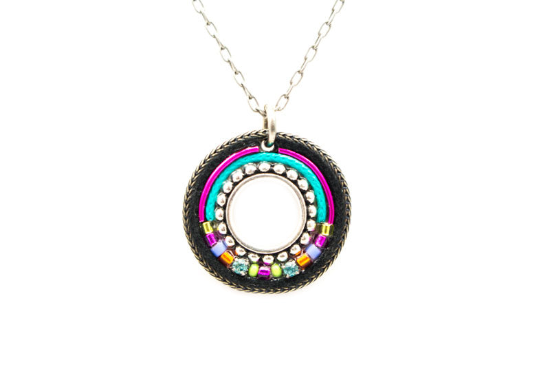 Multi Color Hoop Pendant Necklace by Firefly Jewelry
