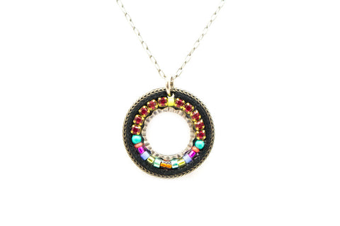 Multi Color Hoop Pendant Necklace by Firefly Jewelry