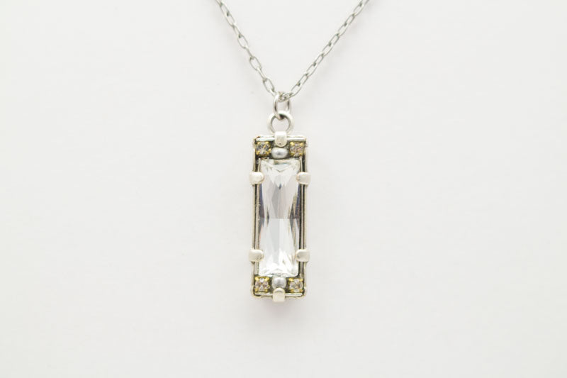 Silver Crystal Pendant Necklace by Firefly Jewelry